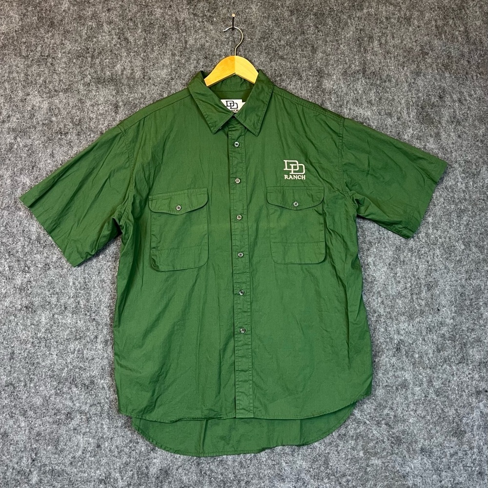 DD Ranch  Shirt Men’s Size L Green 100% Cotton Short Sleeve  Cowboy Western